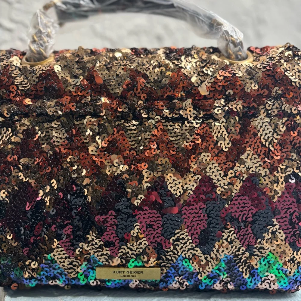 Kurt Geiger Multicolor Sequin Chain Shoulder Bag - Picture 8 of 10